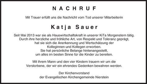 Traueranzeigen Von Katja Sauer Vrm Trauer De