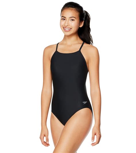 Speedo Womens Eco Solid Flyback One Piece Swimsuit At