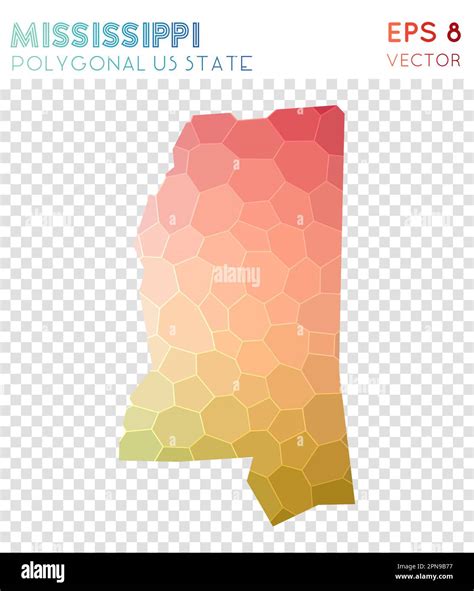 Mississippi Polygonal Map Mosaic Style Us State Adorable Low Poly