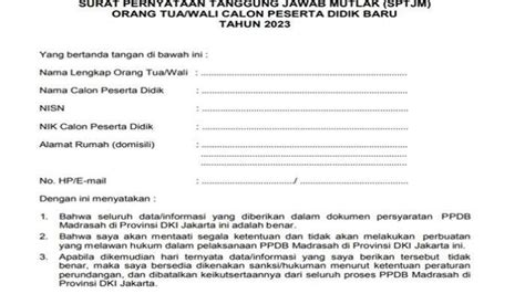 Terbaru Lengkap Link Sptjm Pdf Dan Contoh Surat Tanggung Jawab Mutlak