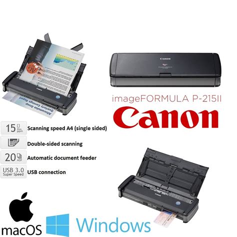 Canon Scanner P215ii Mini Portable Mobile Document Scanner Id Card