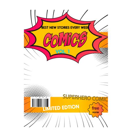 Comic Book Cover Template Design Png