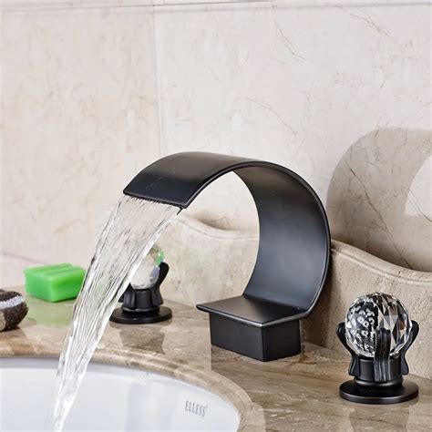 Luxury Widespread Waterfall Bath Spout Basin Sink Faucet Two Handles