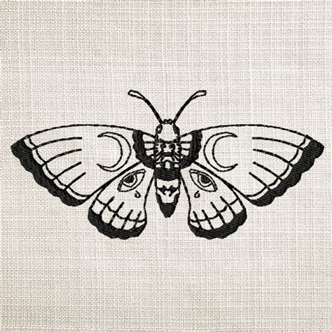 Lunar Moth Design File Moth Embroidery File Moth Outlin Etsy