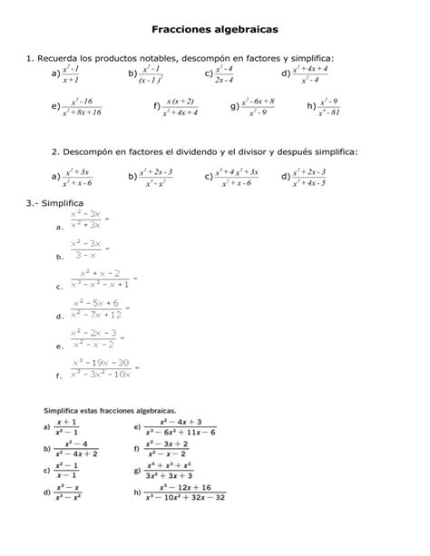 Fracciones Algebraicas