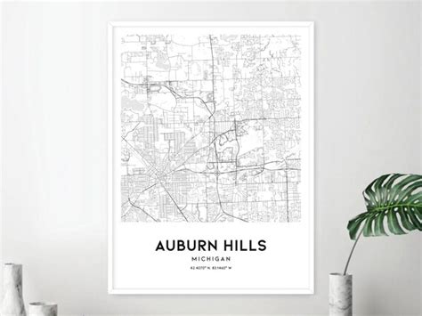 Auburn Hills Map Print Auburn Hills Map Poster Wall Art Mi | Etsy