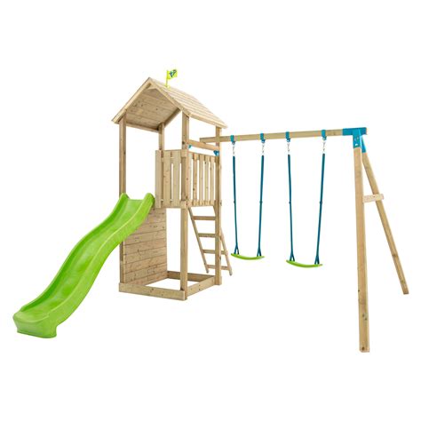 Complex de joaca din lemn, TP Toys, Skywood, cu tobogan si leagan dublu