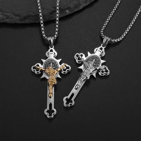 Collier Pendentif Croix Saint Saint Beno T J Sus Pour Hommes Et Femmes