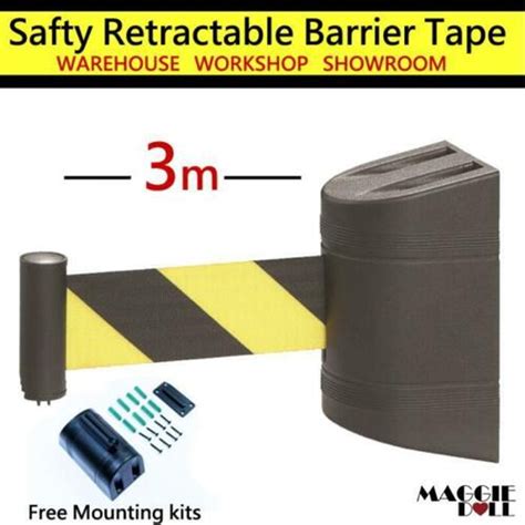 3m Retractable Barrier Tape Safety Warehouse Workshop Crow Control Wall