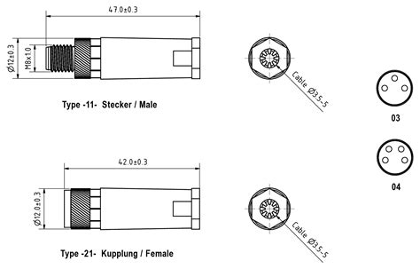 M Male Female Cable Connectors Field Installable