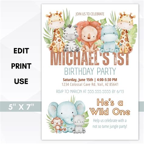 Wild One First Birthday Invitation – Simple Desert Designs