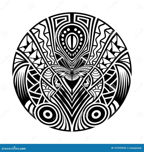 Maori Polynesian Ethnic Circle Tattoo Shape Stock Vector - Illustration ...