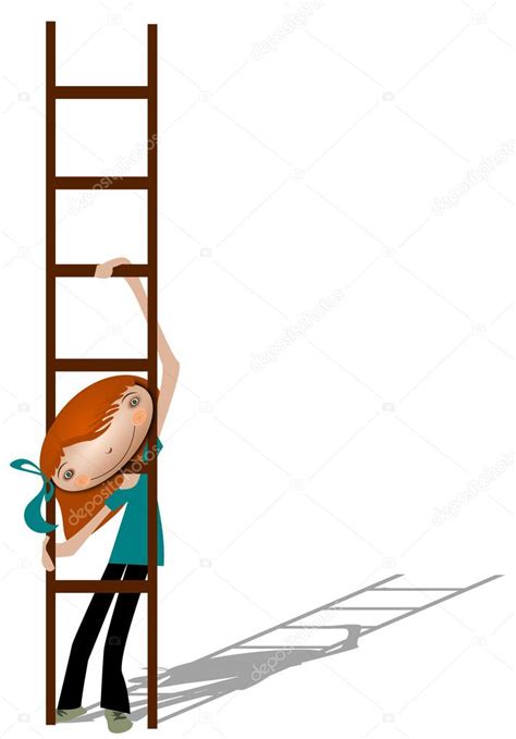 Chica Con Una Escalera Vector Gráfico Vectorial © Bruniewska Imagen