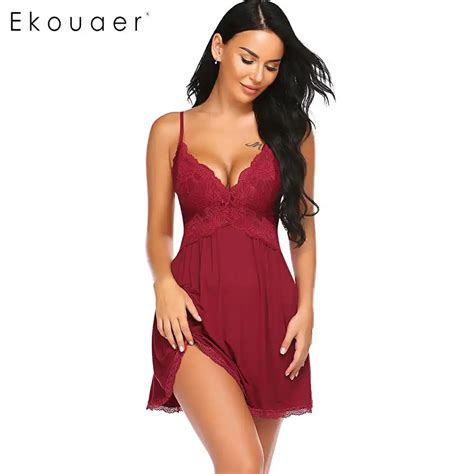 Ekouaer Brand Nightgown Womens Casual Short Sleeve Solid Sleepwear