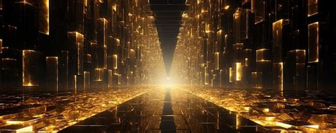 Premium AI Image A Hallway With Large Piles Of Gold Bars In The Style