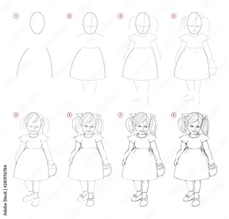 Creation Step By Step Pencil Drawing Page Shows How To Learn Draw