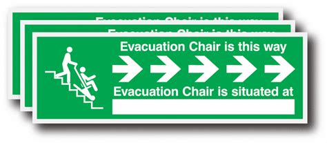 3 Pack Evacuation Chair This Way Write On Right Arrow Sign Seton