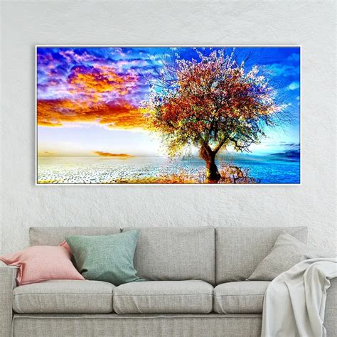 Big Panoramic Abstract Tree Wall Paintings & Canvas Wall Art - WallMantra