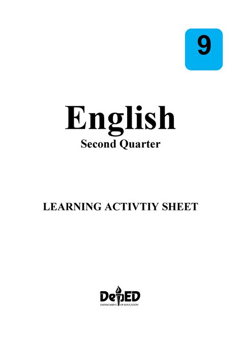 Grade 9 Q2 English Las Sample Document Ii 9 English Second Quarter Learning Activtiy Sheet