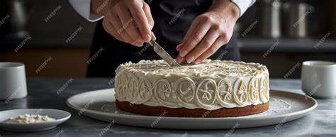 Premium Photo | Decorating a Cake with Intricate Icing Designs A Candid ...