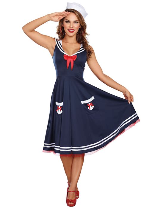 All Aboard Costume Womens Sexy Retro Navy Blue Sailor Fancy Dress Yacht