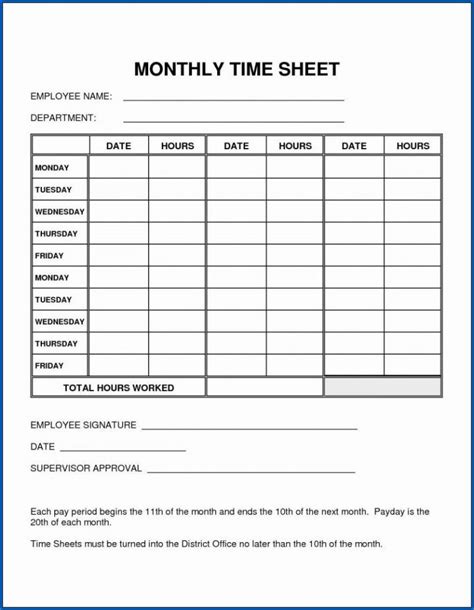 √ Free to Download Time Sheet Format