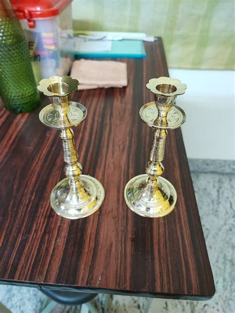 Buy SkyWalker Hand Crafted Metal Brass Candle Stand With Bidri Nakkashi