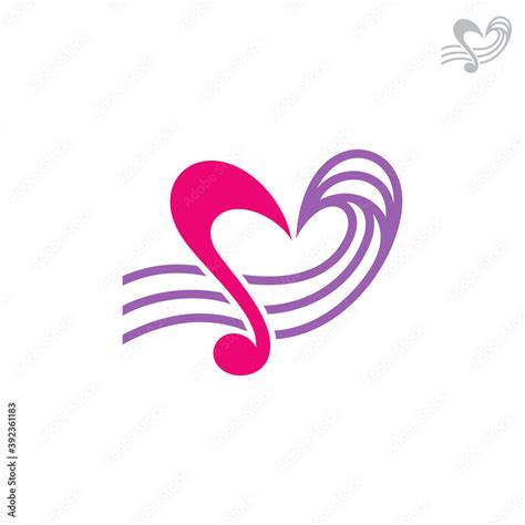 Love music logo, music note with heart shape, simple flat logo template ...