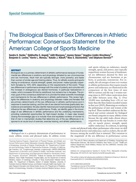 Pdf The Biological Basis Of Sex Differences In Athletic Performance