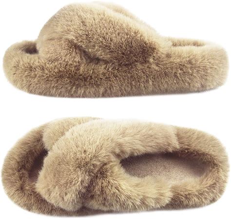 Nother Fuzzy Slippers For Women Soft Fluffy House Slippers Open Toe