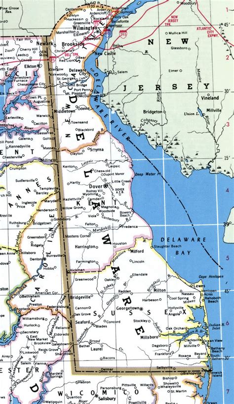 Map Of Delaware Showing County With Cities Road Highways Counties Towns