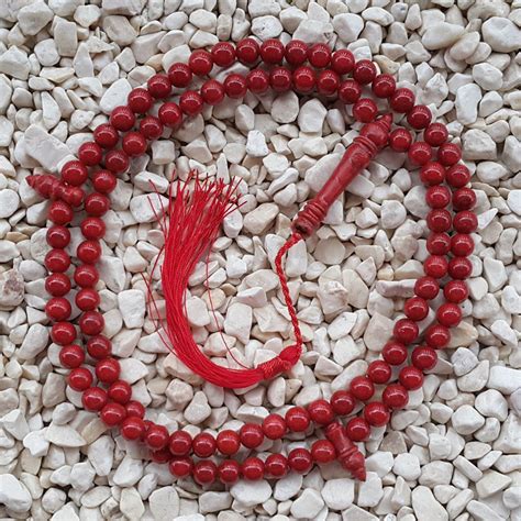 99 Dhikr Beads Genuine Red Coral Tasbih 8 MM Islamic Prayer | Etsy