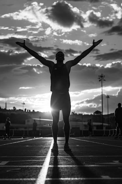 Retrato Em Preto E Branco De Um Atleta Participando Dos Esportes Do