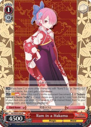 Ram In A Hakama Parallel Foil Re Zero The Frozen Bond Weiss Schwarz