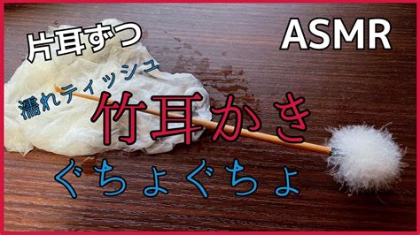 Asmr 濡れティッシュの鼓膜を竹耳かきでぐちょぐちょ耳かき 片耳ずつ Bamboo Earpick 声なし No