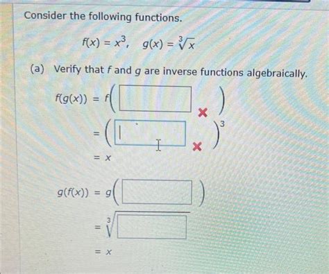 Solved Consider The Following Functions F X X3 G X 3x A