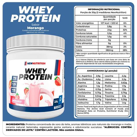 Whey Protein Concentrado 450g Morango NEWNUTRITION Whey Protein