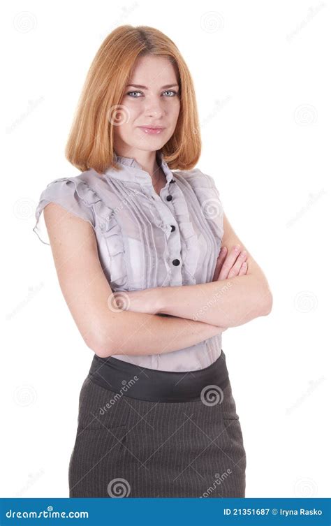 Jeune Femme De Sourire Dans Le Chemisier Et La Jupe Image Stock Image Du Isolement Ethnique