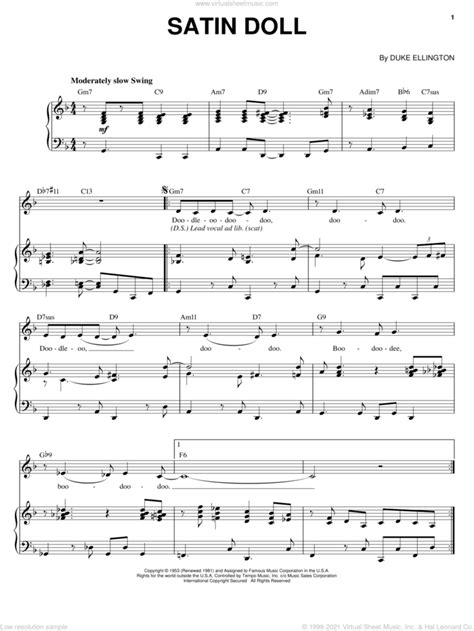 Satin Doll Sheet Music For Voice And Piano Pdf Interactive