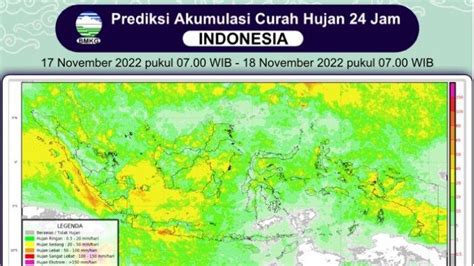 Prakiraan Hujan Di Indonesia 17 November 2022 BMKG Sumatera Barat