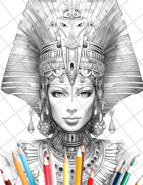 35 Ancient Egyptian Queens Coloring Book Printable For Adults Graysca