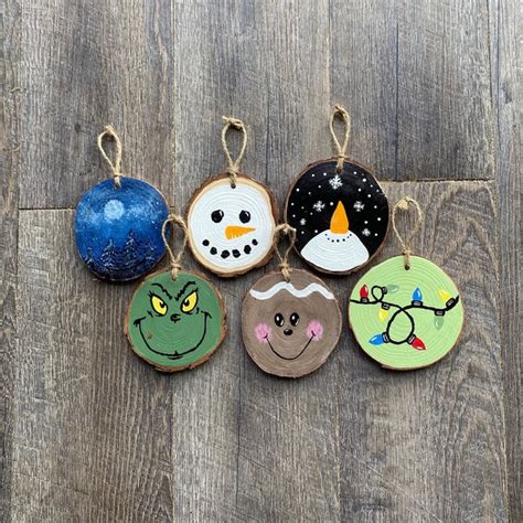 Wood Slice Christmas Ornaments Etsy