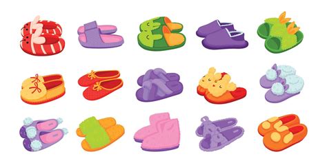 House Slippers Flat Set 12696793 Vector Art At Vecteezy