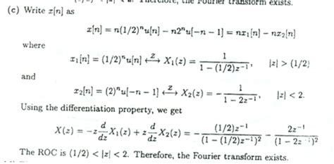 Homework Determine The Z Transform For The Following Sequence N Frac{1}{2} { N