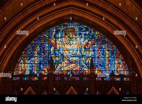 Stained Glass Window Inside The Liverpool Cathedral Liverpool Stock