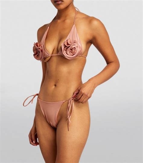 Womens Magda Butrym Pink 3D Flower Bikini Top Harrods UK