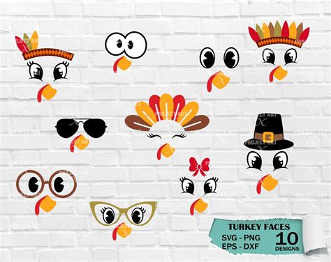 Turkey Faces Svg Turkey Face Bundle Svg Turkey Face Etsy