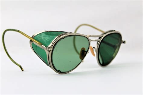 Vintage 1940s Willson Green Aviator Glasses Safety Glasses