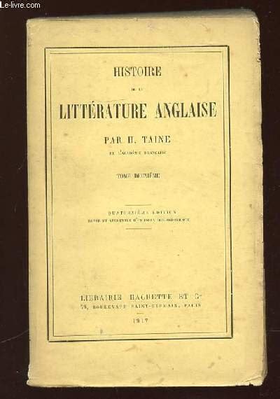 Histoire De La Litterature Anglaise Tome Em Edition Libro