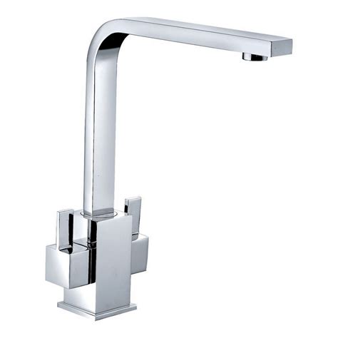 Modern Mono Kitchen Mixer Tap Dual Lever Chrome With Square Swivel